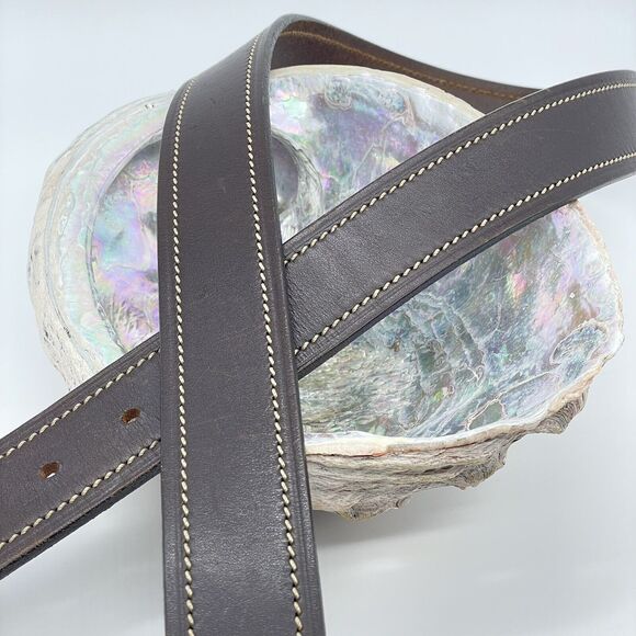 Old Navy Leather Belt Men’s 36 Brown Leather Contrast Cream Stitch Western Norm - Picture 10 of 16